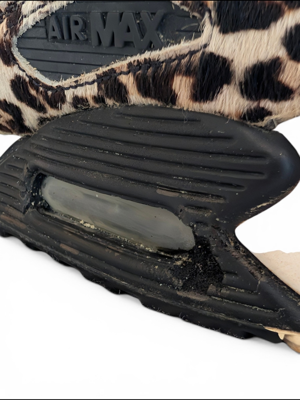 SOLD Vintage Nike Air Max Leather Cow Hide Leopard Print Athletic Sneakers - Picture 8 of 13